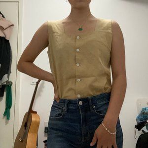 square neck button up blouse